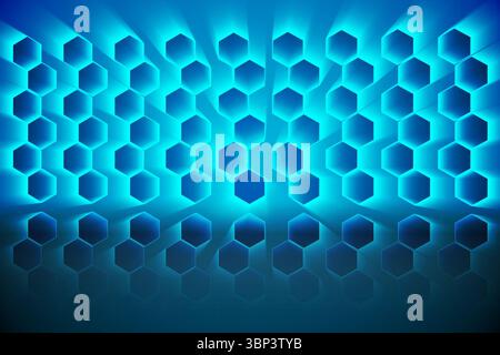Black background with shiny hexagons Stock Photo