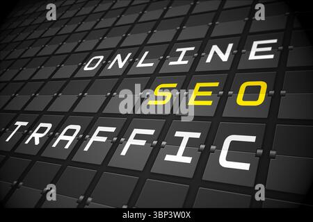Seo buzzwords on black mechanical board Stock Photo