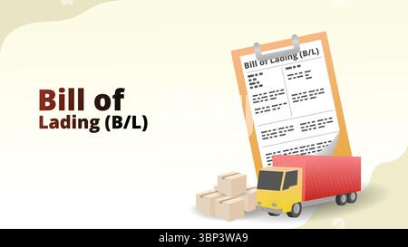 bill of lading concept. A shipping document detailing the goods being shipped. supply chain management illustration vector illustration Stock Vector