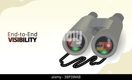 end to end visibility concept. The ability to track all movements in the supply chain from start to finish. supply chain management illustration vecto Stock Vector