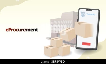 e procurement concept. Procurement of goods and services through digital platforms. supply chain management illustration vector illustration Stock Vector
