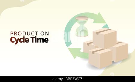 production cycle time concept. The time required to complete one production or distribution cycle. supply chain management illustration vector illustr Stock Vector