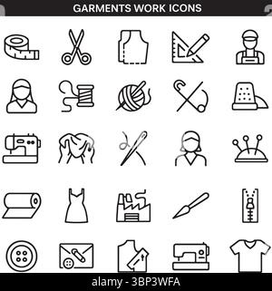 Thread production icons set. Outline set of thread production vector ...