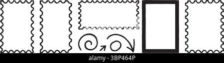 et of Postage Stamp Borders and Arrow Symbols in Minimal Vector Style Stock Vector