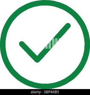 Green Check Mark Icon in Circular Badge for Approval and Confirmation Stock Vector