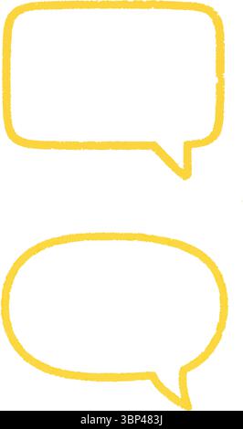 Minimalist Yellow Speech Bubbles Outline on White Background Stock Vector