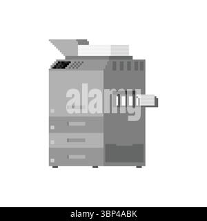 Copier pixel art. 8 bit Large copier office machine symbol Stock Vector