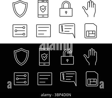 Vector icon set for mobile security applications Stock Vector