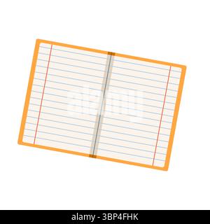 White isolated flat vector with colorful set of objects for school or office. Back to school set with pen, notebooks and autumn leaves Stock Vector