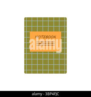White isolated flat vector with colorful set of objects for school or office. Back to school set with pen, notebooks and autumn leaves Stock Vector