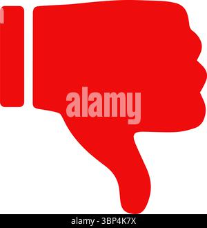 Thumbs down Icon – Red Hand Gesture Symbol for Rejection and Negative Feedback Stock Vector