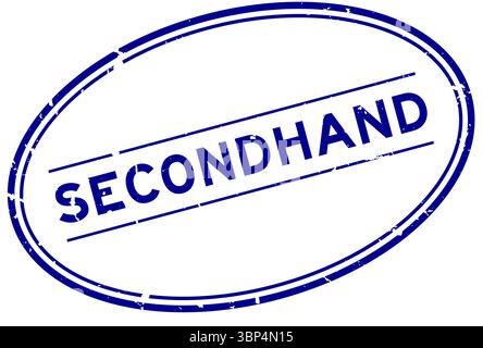 Grunge blue secondhand word oval rubber seal stamp on white background Stock Vector