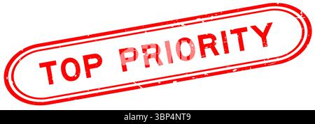 Grunge red top priority word rubber seal stamp on white background Stock Vector