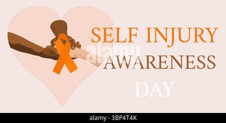 Self-Injury Awareness Day background template. Holiday concept, use to background, banner, placard, card, and poster design. Stock Vector
