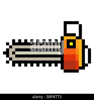 Chainshaw in pixel art style Stock Vector