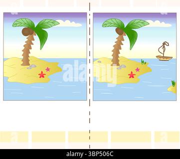 Vector Illustration of Finding Seven Differences Stock Vector