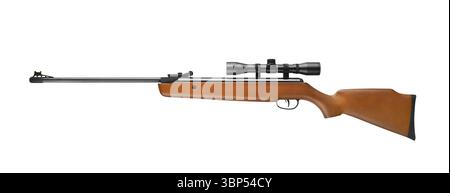 Air rifle wiht sniper scope isolated on white background Stock Photo