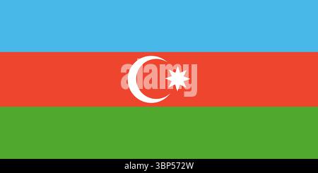 Azerbaijan flag. Official colors and proportions. National Azerbaijan flag. Stock Vector