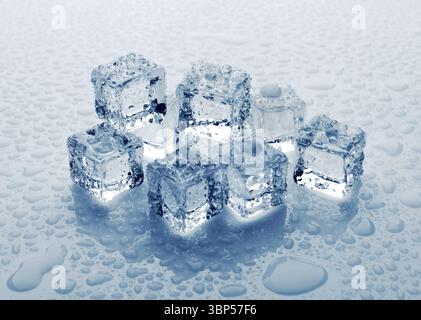 Ice cubes with water drops, close-up Stock Photo