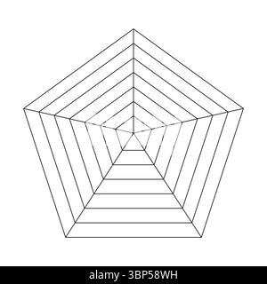 Diagram for statistic and analytic. Pentagon radar, spider diagram template. Blank radar chart. Simple flat graph. Vector illustration.  Stock Vector