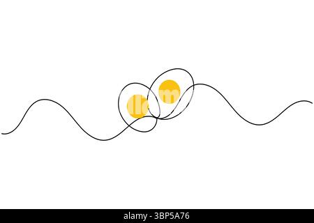 Simple easter eggs illustration in one continuous line art style isolated on white background Stock Vector