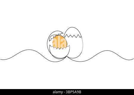 Simple easter eggs illustration in one continuous line art style isolated on white background Stock Vector