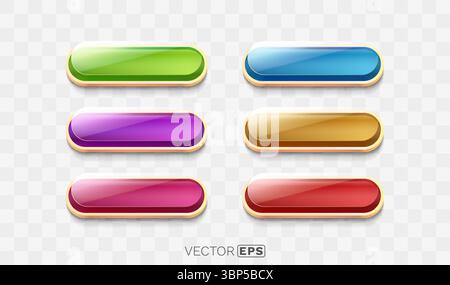 Set color round button, frame label, event web element. Vector Stock Vector