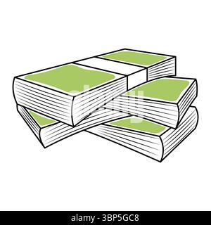 Stacked Money Bundles Vector Illustration. This vector illustration depicts a stylized stack of money bundles, neatly arranged in a pile. Stock Vector