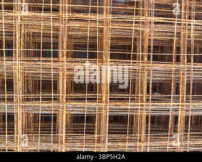 Rusty metal grid construction panels Stock Photo