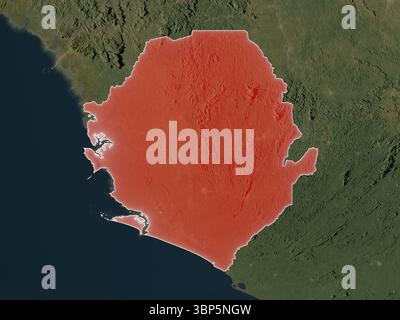Sierra Leone highlighted in red on realistic Earth. Elements of this image furnished by ESA. Stock Photo