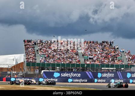 Silverstone, UK. 06th July, 2025. Liam Lawson (NZL) Racing Bulls VCARB 02 crashes at the start of the race. 06.07.2025. Formula 1 World Championship, Rd 12, British Grand Prix, Silverstone, England, Race Day. Credit: James Moy/Alamy Live News Stock Photo