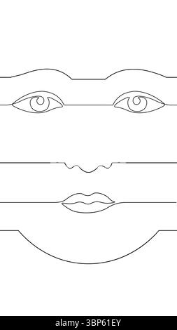 Face mask drawn using one line. Minimalist abstract person portrait modern design. Beauty spa wellness dermatology health. Simple clean white Stock Vector