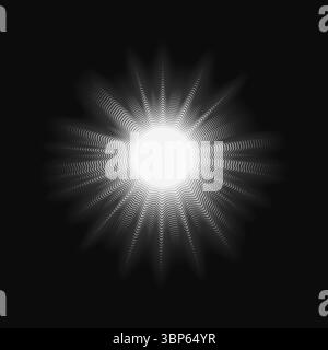 Concentric wavy circles that makes star burst effect. Line art halftone vector for your design. Stock Vector