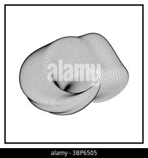 Black round lines that makes an abstract organic shape. Line art vector illustration for your design. Stock Vector