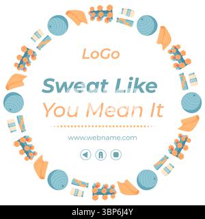 Minimal Colorful Sport Equipment Frame Stock Vector