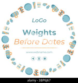 Colorful Minimal Fitness Equipment Frame Stock Vector
