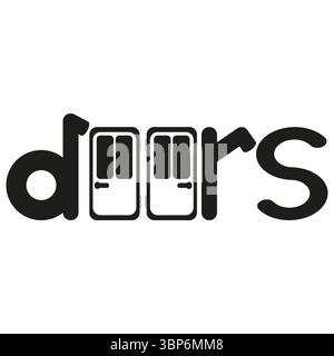 Text door icon. Entry vector symbol. Black shape design. Bold structure element. Stock Vector