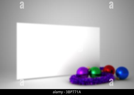 Blurry poster with christmas baubles Stock Photo