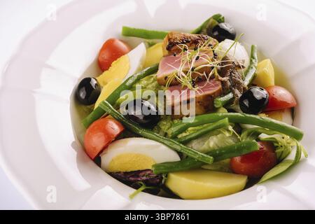 Food, Nicoise salad with tuma and tomato Stock Photo