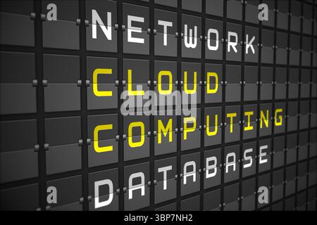Cloud computing buzzwords on black mechanical board Stock Photo