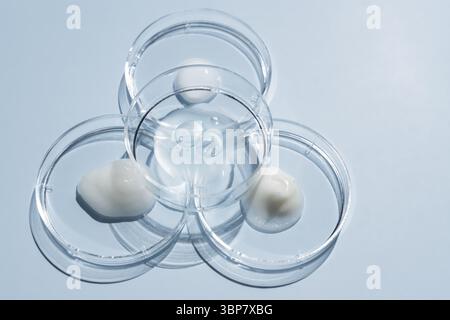 Concept of cosmetic research and organic skin care products, top view ...