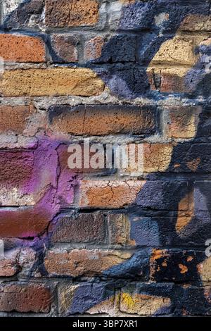Old grunge painted brick wall background texture can be used for interior design or wallpaper Stock Photo