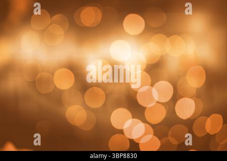 Displaying flat design warm-tone bokeh circles forming abstract pattern on clear BG, copy space Stock Photo