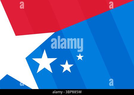 Patriotic flat graphic is featuring white star splitting red and blue areas with three white stars Stock Photo