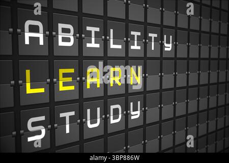 Learn buzzwords on black mechanical board Stock Photo
