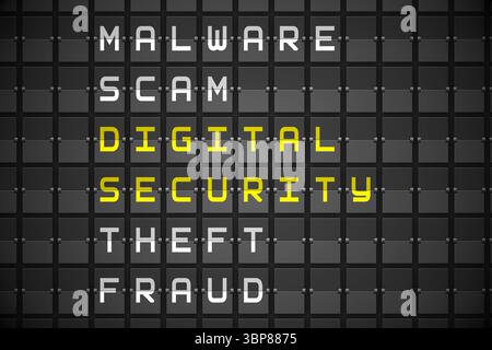 Digital security buzzwords on black mechanical board Stock Photo