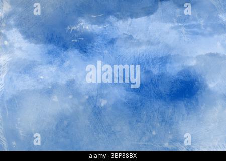 Abstract blue-white textured digital painting is showing swirling brush strokes creating depth Stock Photo