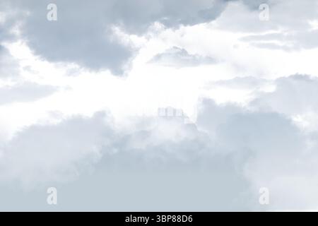 Large cloud formation is filling frame in flat design style, showing layered white gray clouds Stock Photo