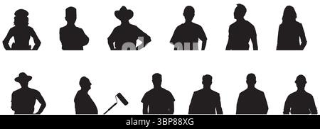silhouette of different occupational people Stock Vector
