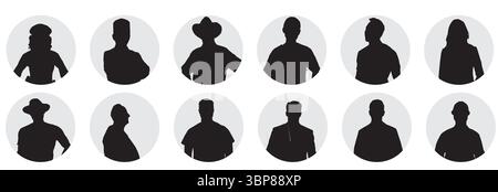 silhouette of different occupational people Stock Vector